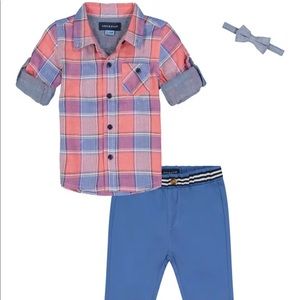 Andy & Evan button-up shirt and pants set, size 12-18 months